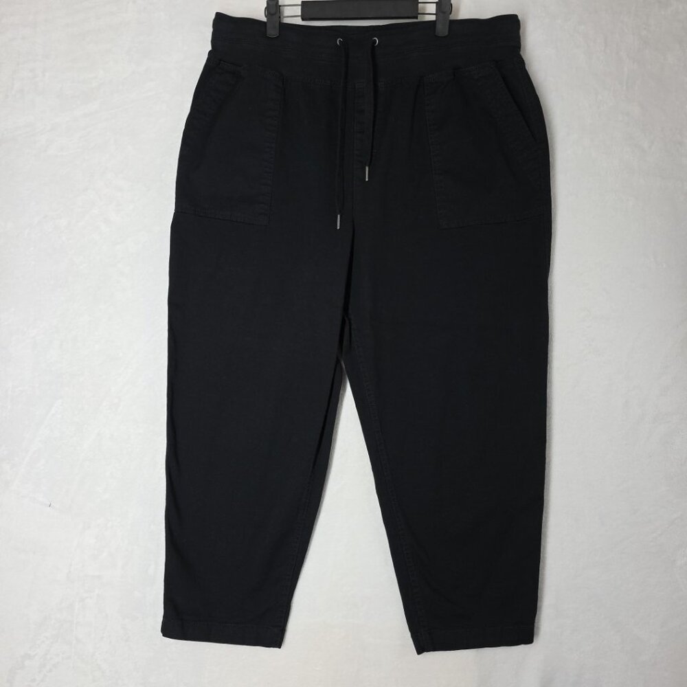 Terra & Sky Women's Baggy Wide Tapered Leg Pants Size 1Xl (16-18W) Black EUC